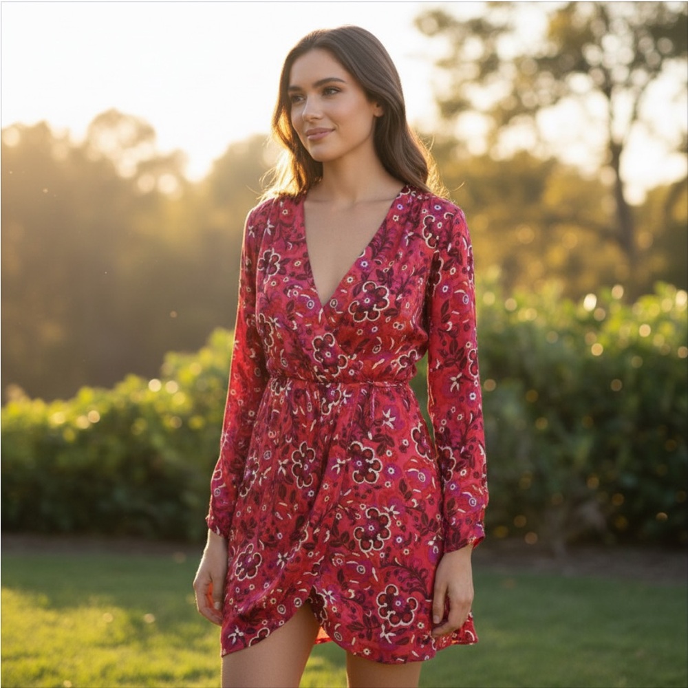 NWT Maeve x Anthropology Pink Floral Wrap Dress - Picture 3 of 12